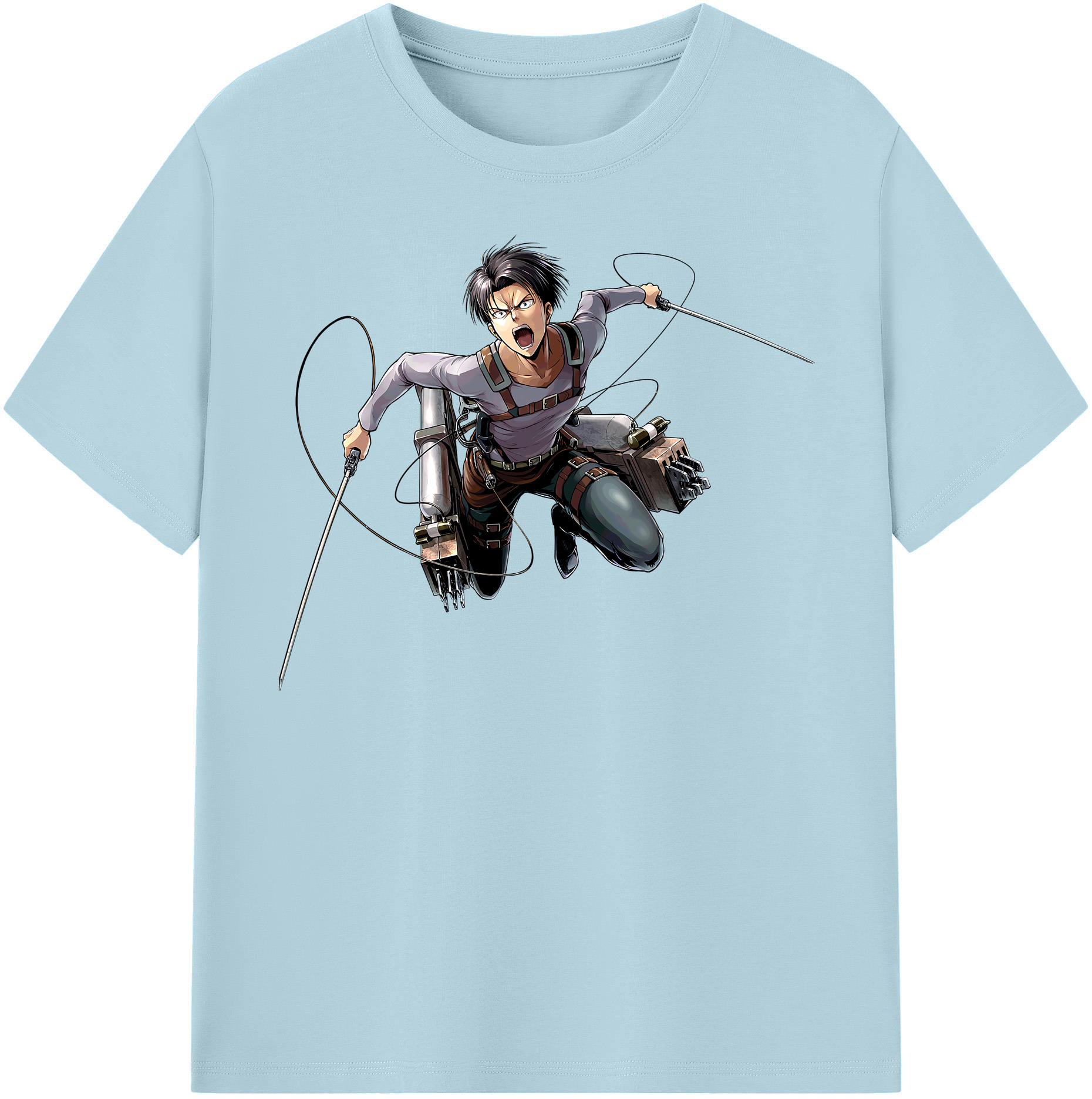 （画像用） 進撃の巨人 リヴァイ·アッカーマン Attack on Titan Levi Ackerman 綿100％半袖Tシャツ（フロントプリント）